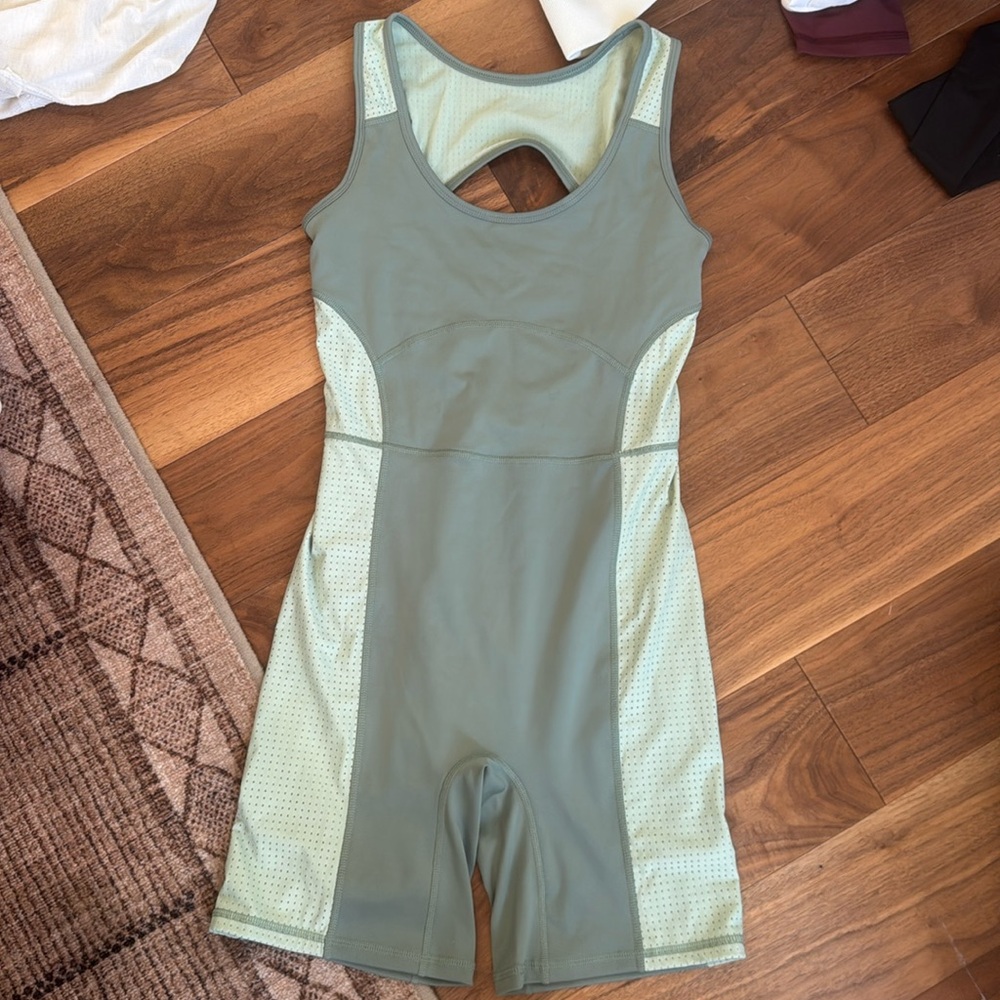 Fabletics green open back onesie